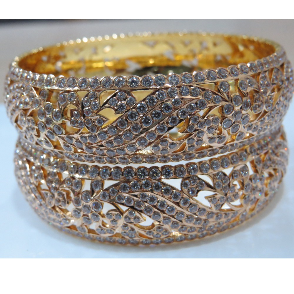 22kt gold close setting CZ Fancy Bangle (patla)