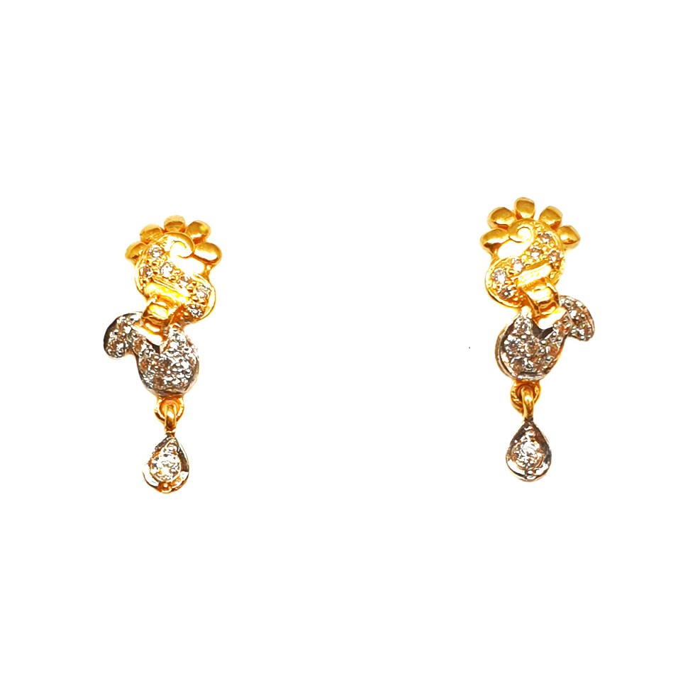 22K Gold CZ Diamond Earrings MGA - BTG0396