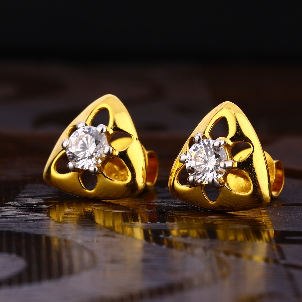 916 Gold Women's Designer Hallmark Solitaire Earring LSE243