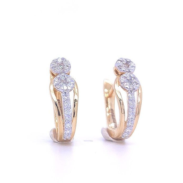 Diamond Triple Linked Eternity Hoop Earring and Cuffs White Gold 95mm Left   MARIA TASH