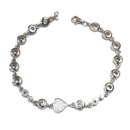 925 sterling silver heart shape bracelet mga - brs0393