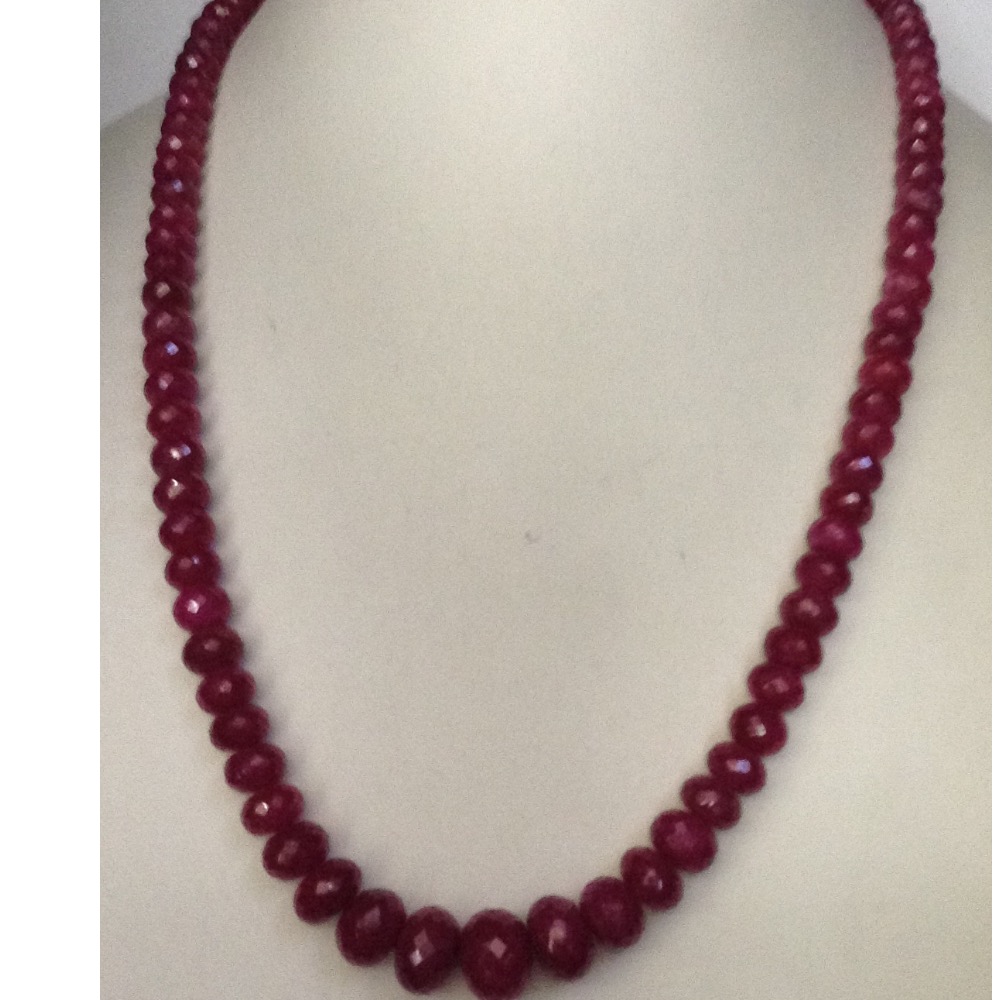 Natural red ruby faceted round beeds mala JSR0099