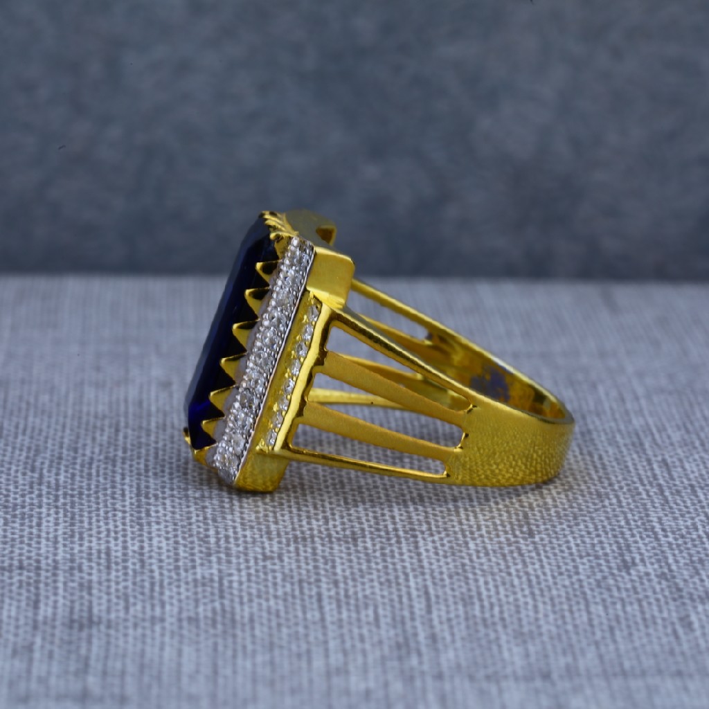 916 Cz Gold Fancy Mens Solitaire Gold Ring-MSR41