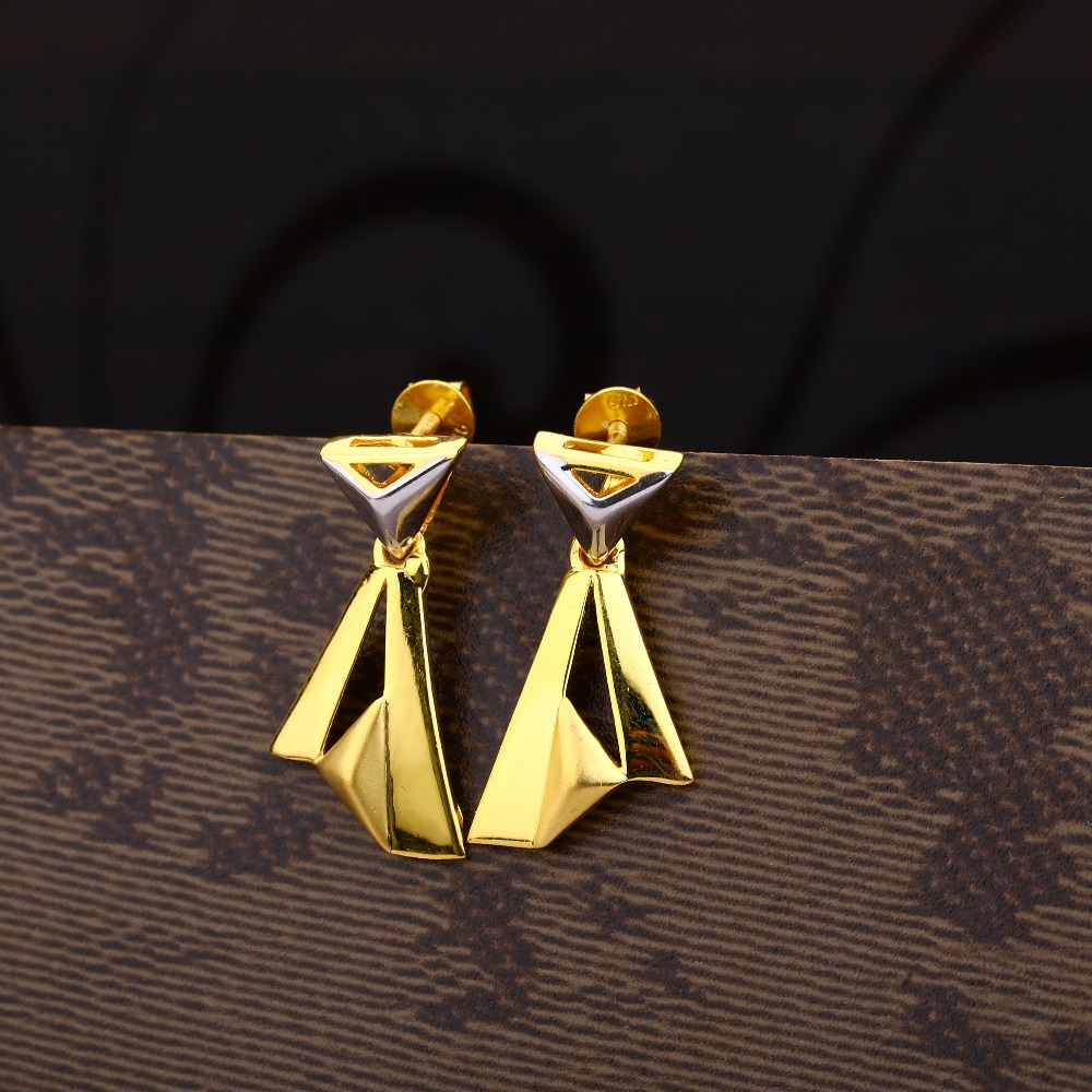 Ladies 22K Gold Fancy Plain Earring -LPE173