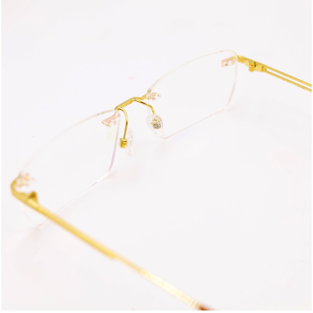 Gold 18kt rimless rectangle eyeglasses
