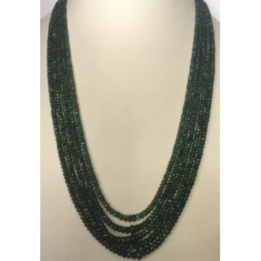 Natural Green Emeralds Faceted Round Beeds Necklace JSE0062