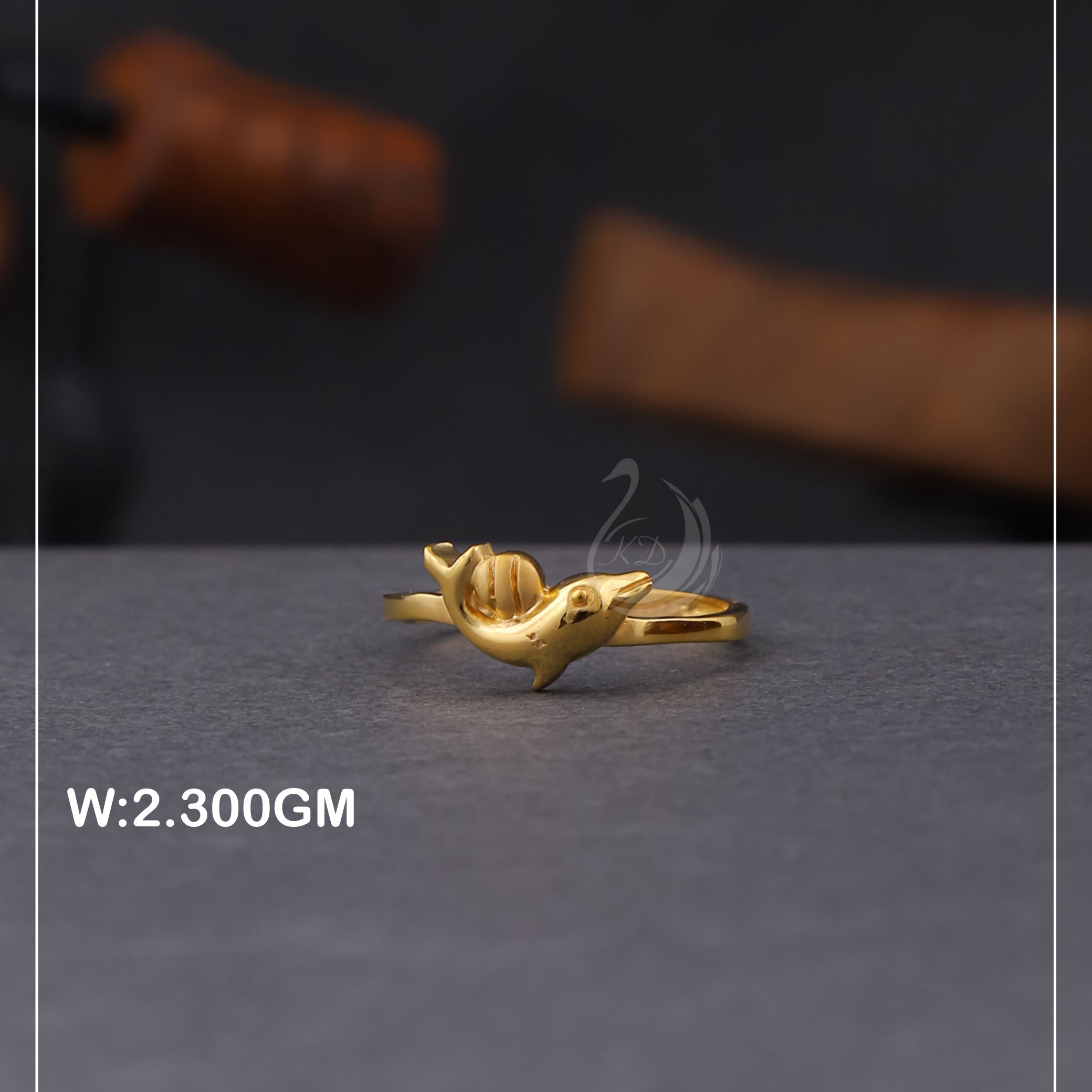 916 Gold Unique Fish design Ring PLR08