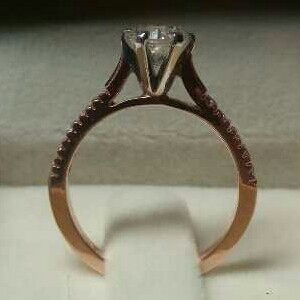 18KT Gold Rose Plated Ladies Diamond Ring