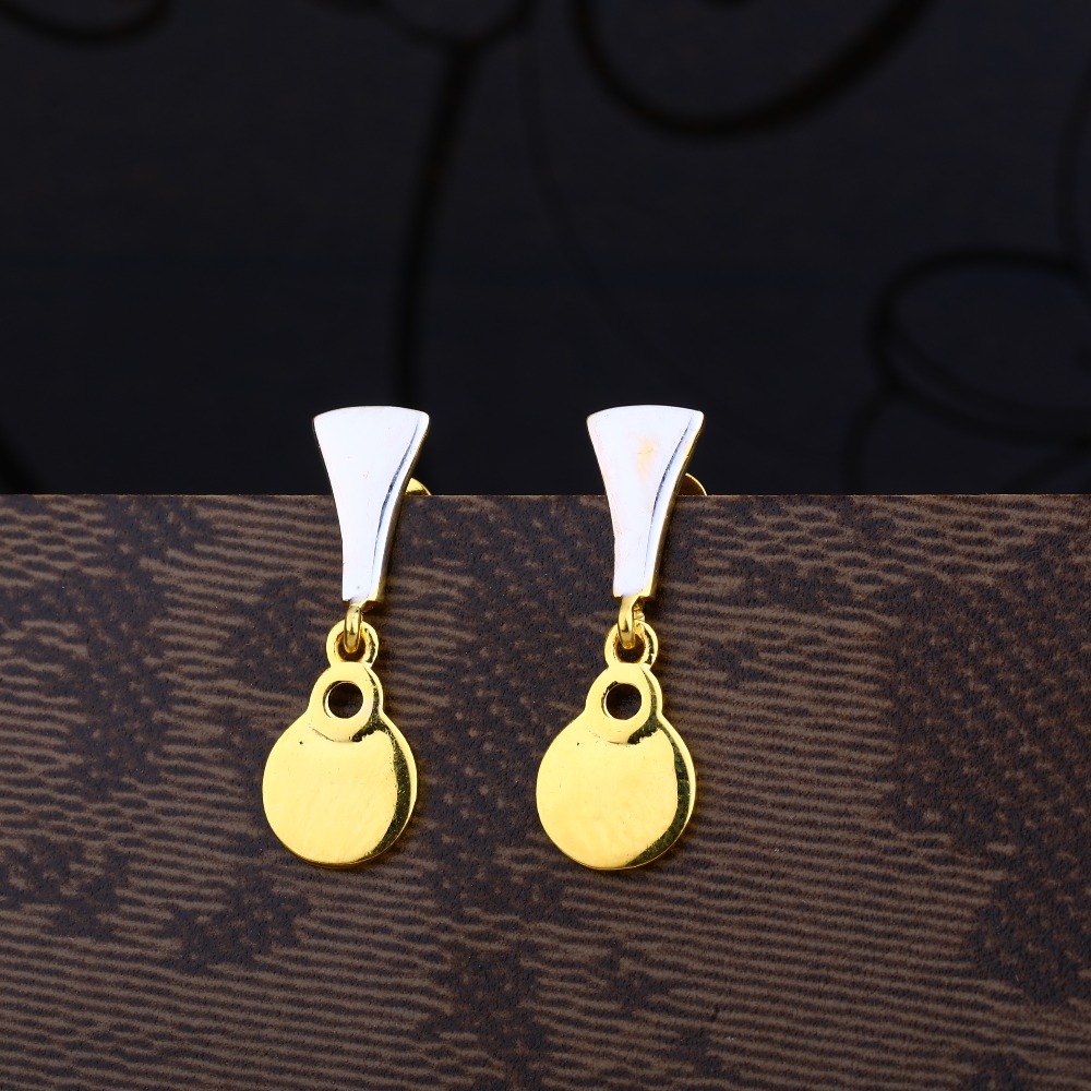 Ladies 22K Gold Delicate Cz Earring -LPE99