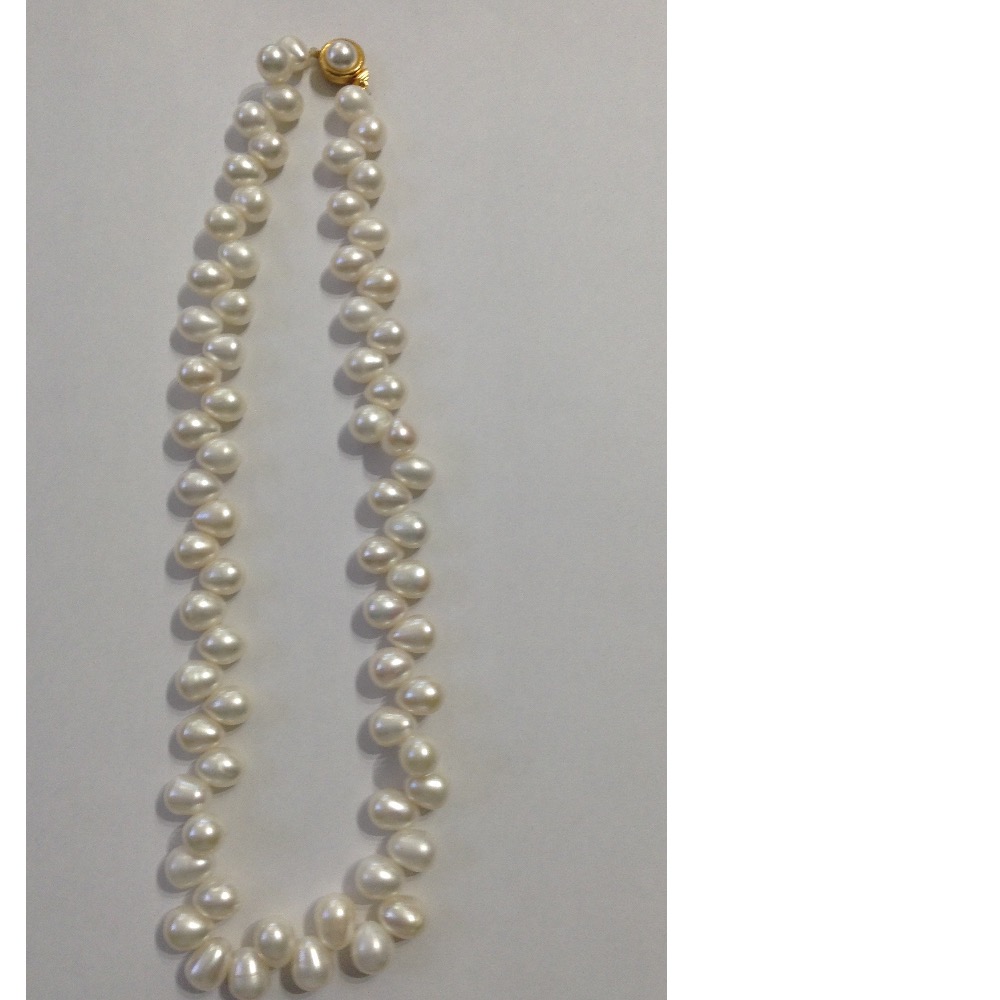 Freshwater white oval zigzag pearls strand JPM0120