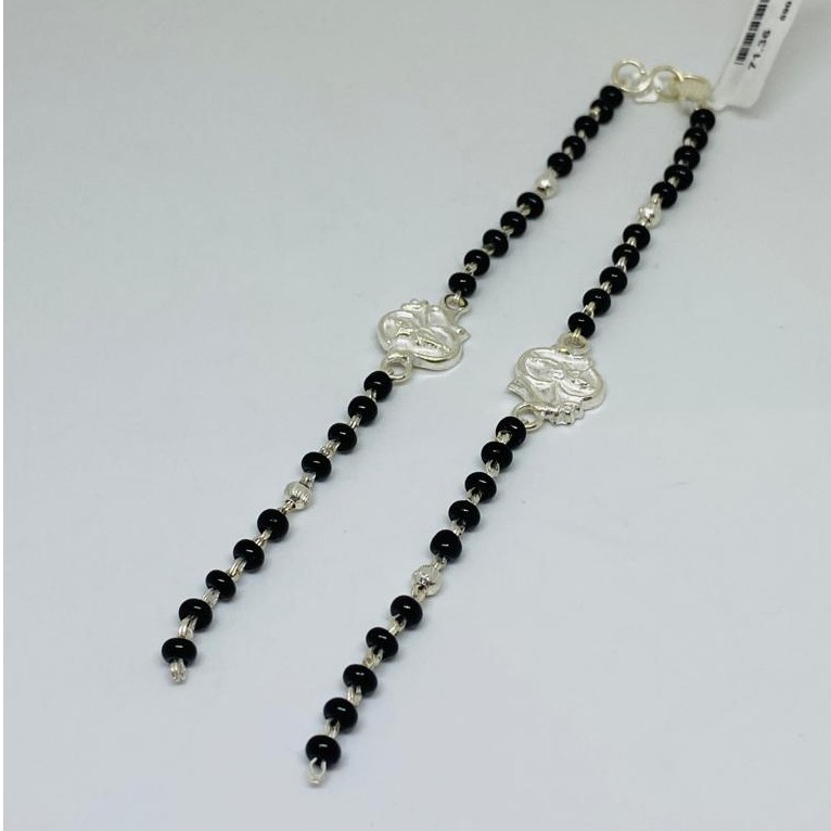 kids silver & black beads design bracelet