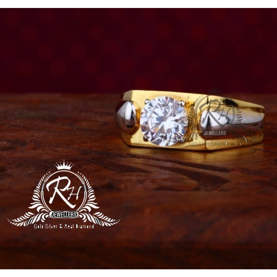 22 carat gold stylish single dimond gents rings RH-GR824