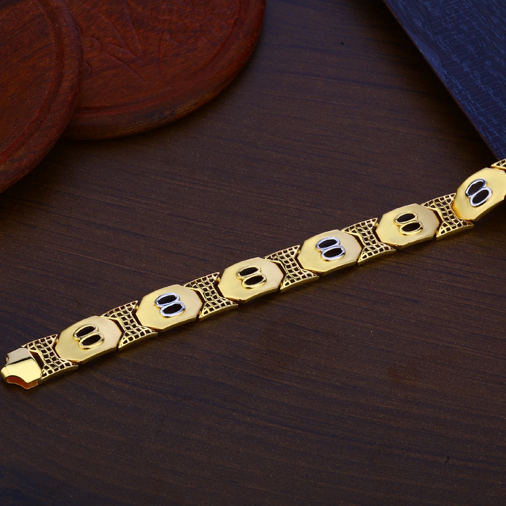 Mens Gold Cz Plain Bracelet-MPB107