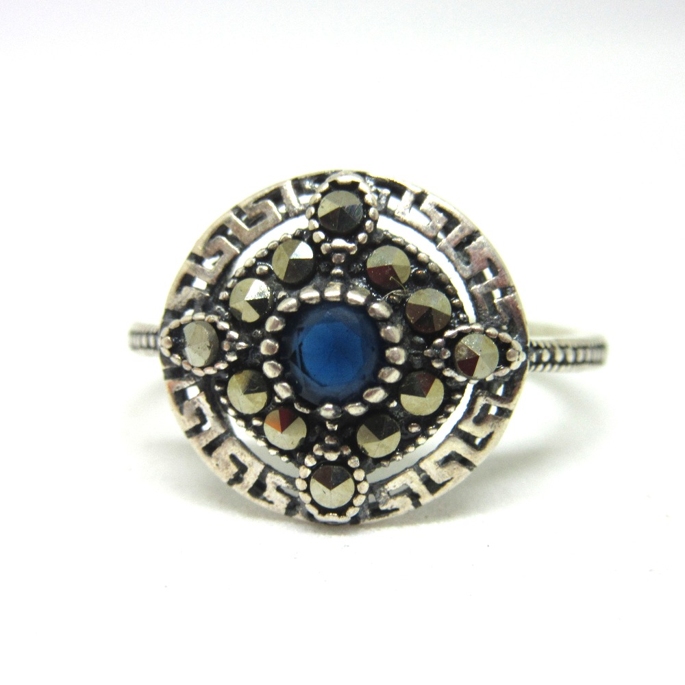 Silver 925 blue stone oxidised ring sr925-292