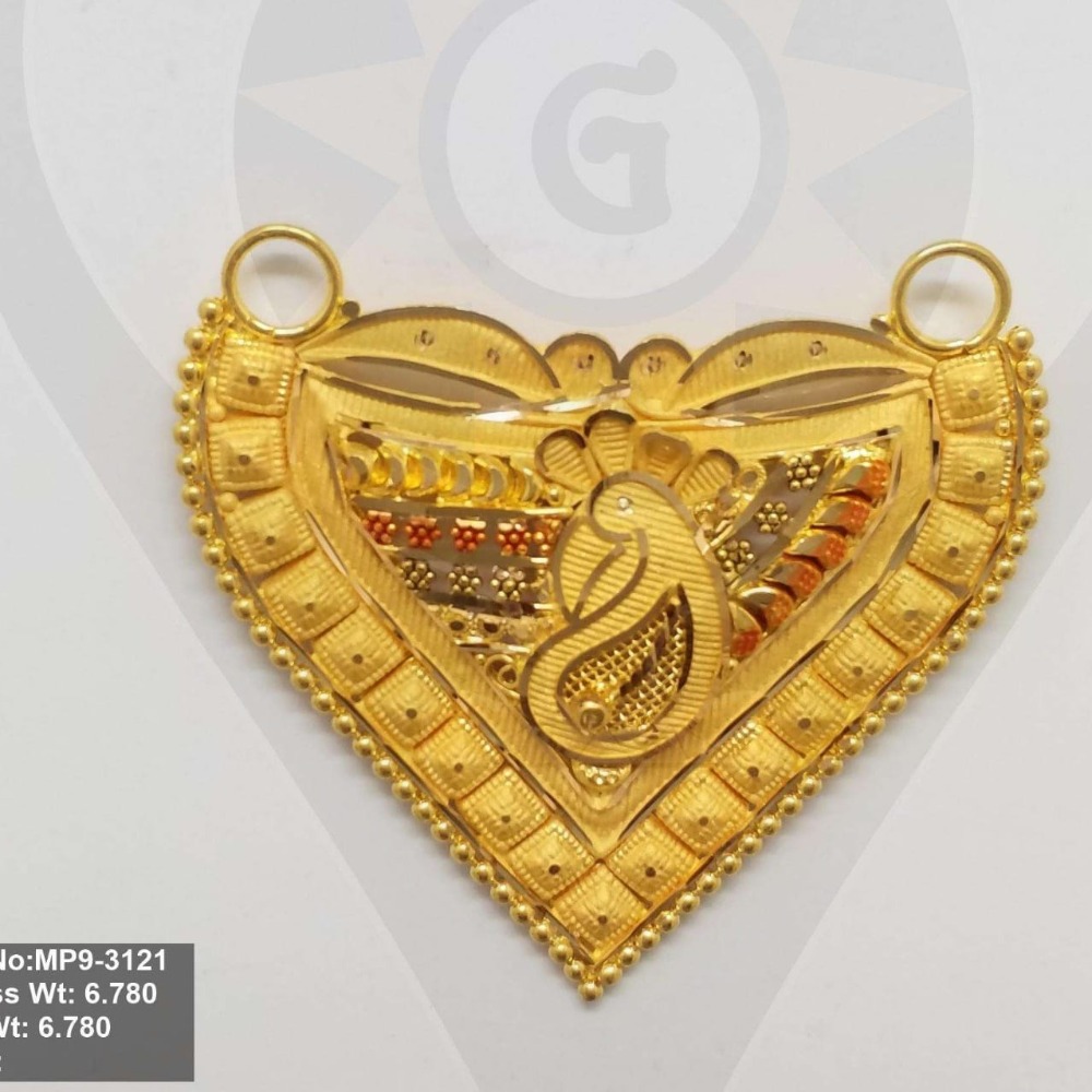 22k gold peacock design mangalsutra pendant