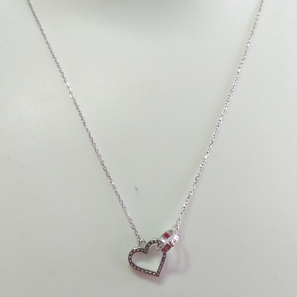 Silver 92.5 Heart Shape Pendant chain