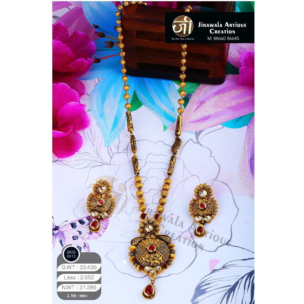 916 Gold Antique Long Necklace Set DKG-0013
