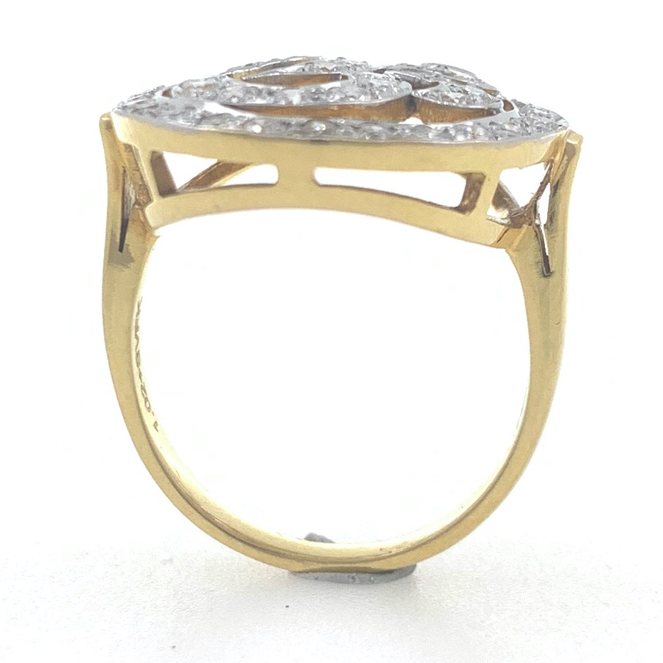 18kt / 750 yellow gold religious om diamond ring for women 7lr91