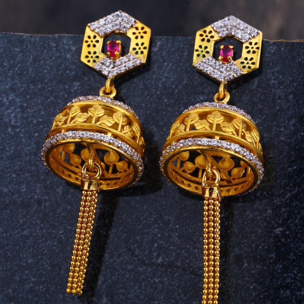 22CT CZ Gold Ladies Gorgeous Jhummar Earring LJE280
