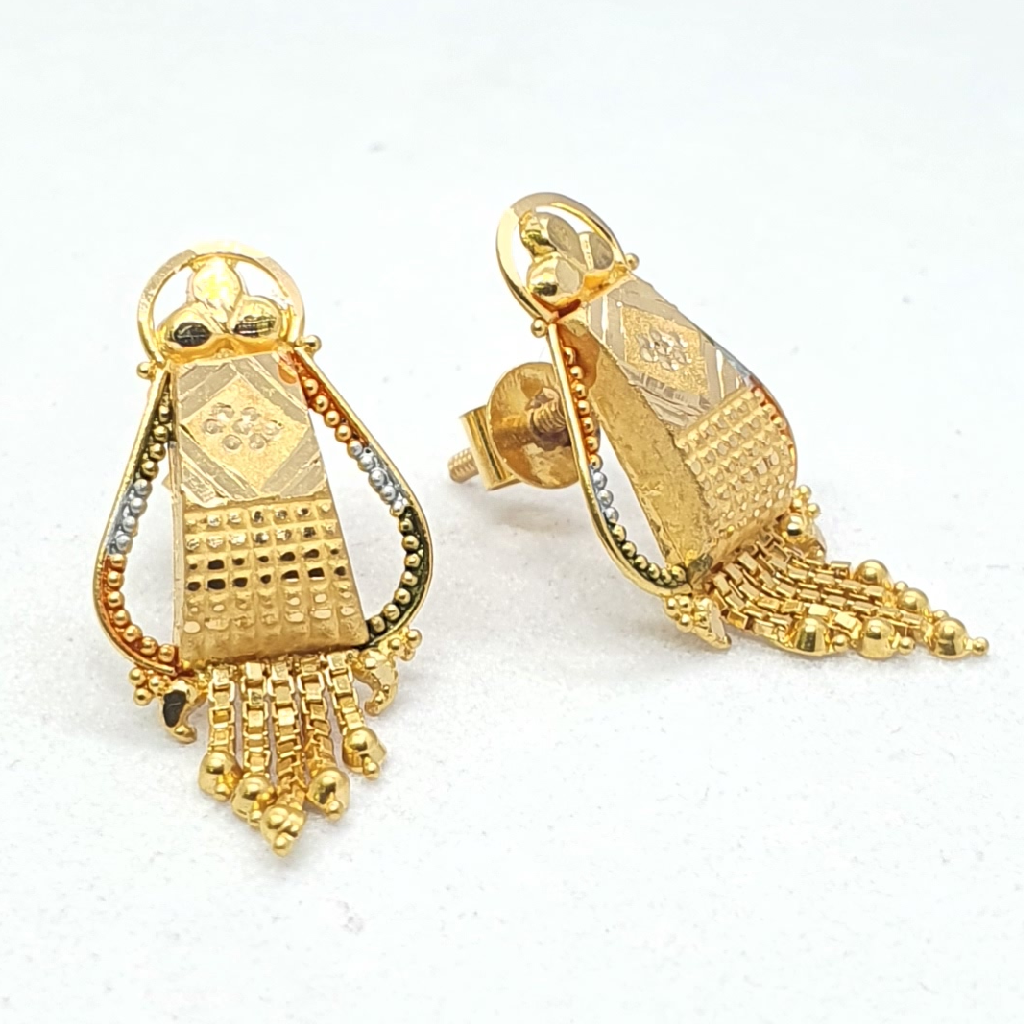 22k Plain Gold Earring JG-1907-3866 – Jewelegance
