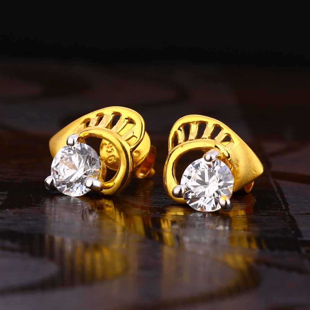 22KT Gold Ladies Delicate Solitaire Earring LSE219