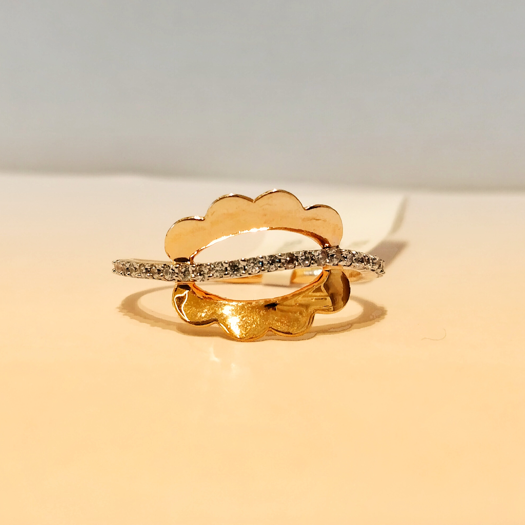 18k Rose Gold Flower Diamond Ladies Ring