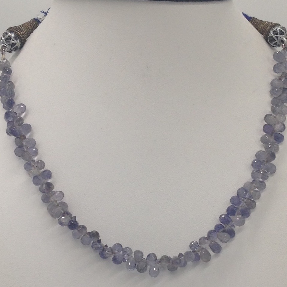 Natural blue iolite faceted drops mala JSS0039