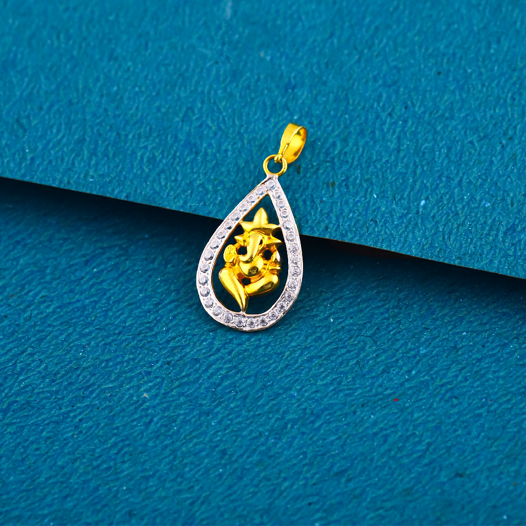 18K Gold Fancy Ganpati Design Gold Pendant