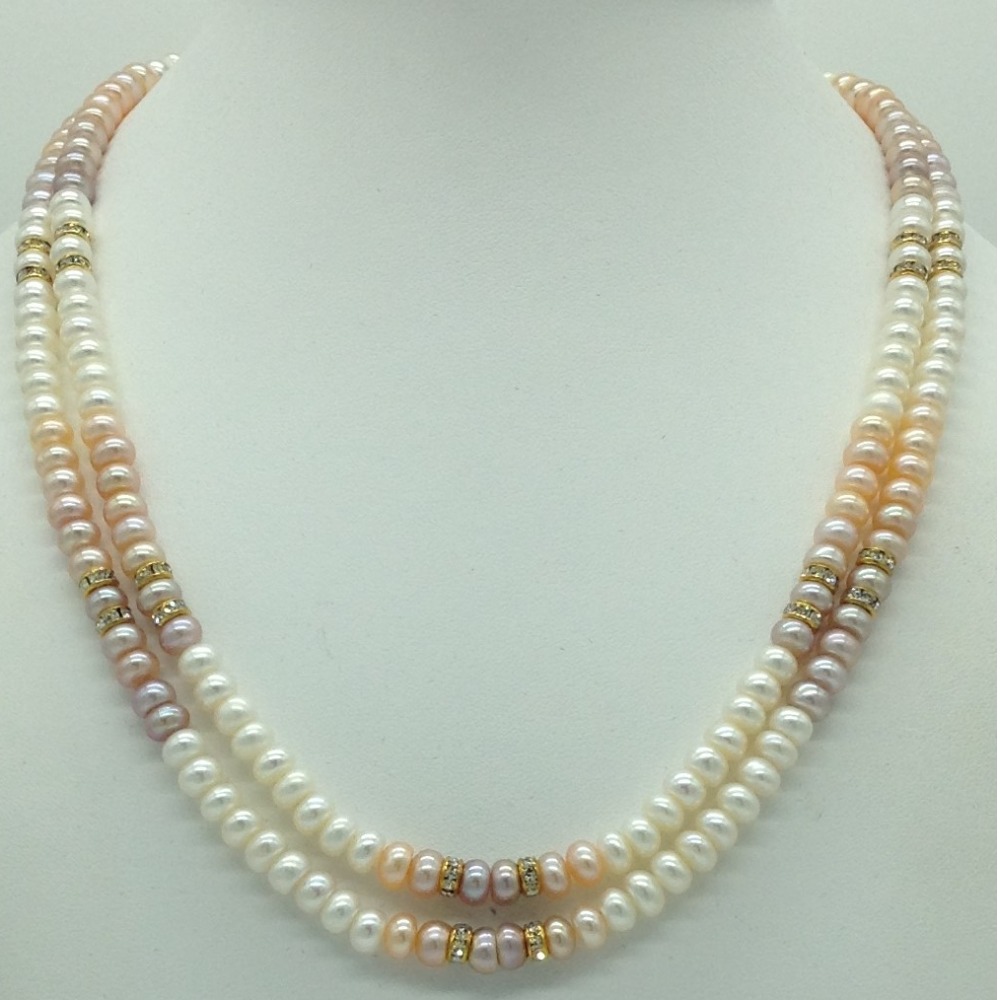 Freshwater multicolour flat shaded 2 lines pearls full set jpp1048