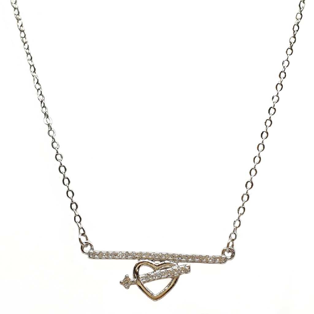 925 Sterling Silver Heart Shaped Necklace Chain MGA - NKS0059