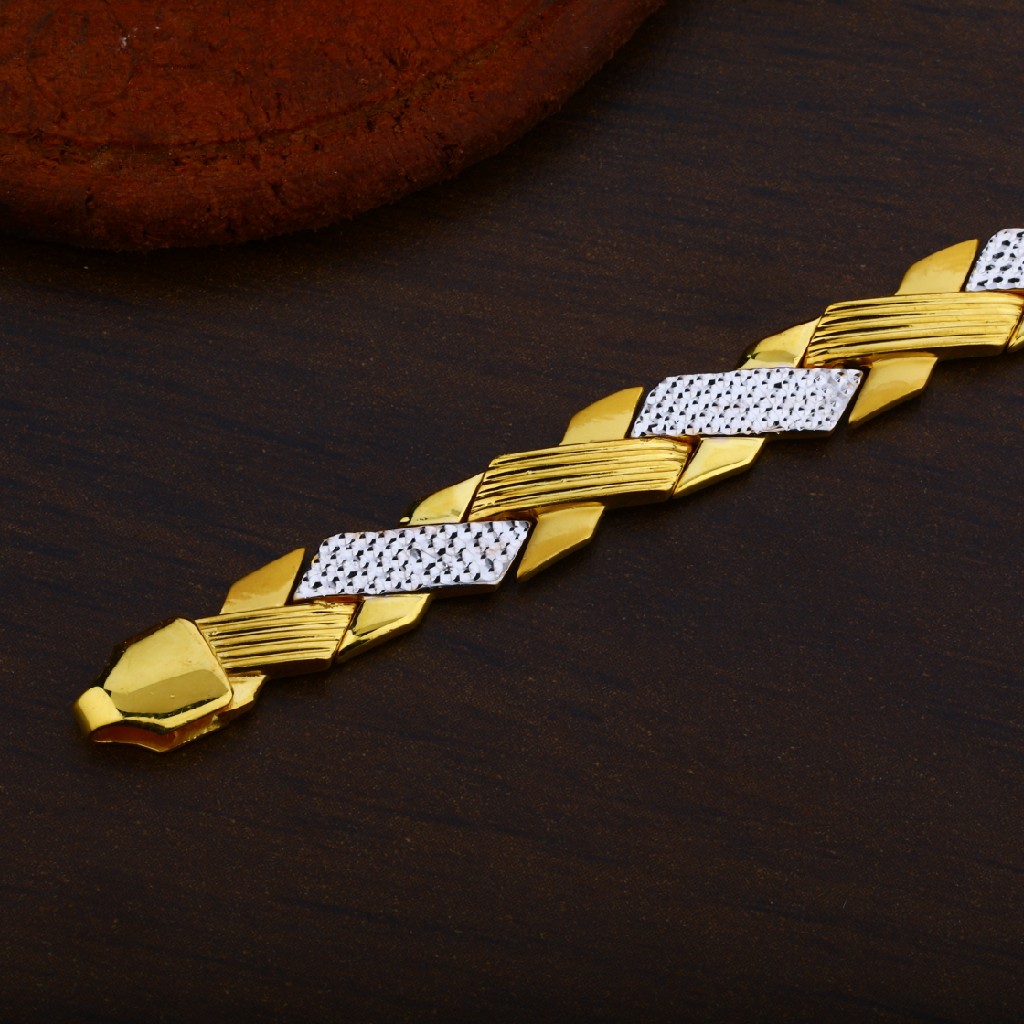 Mens 916 Cz Gold Exclusive Plain Desinger Cz Bracelet-MPB37