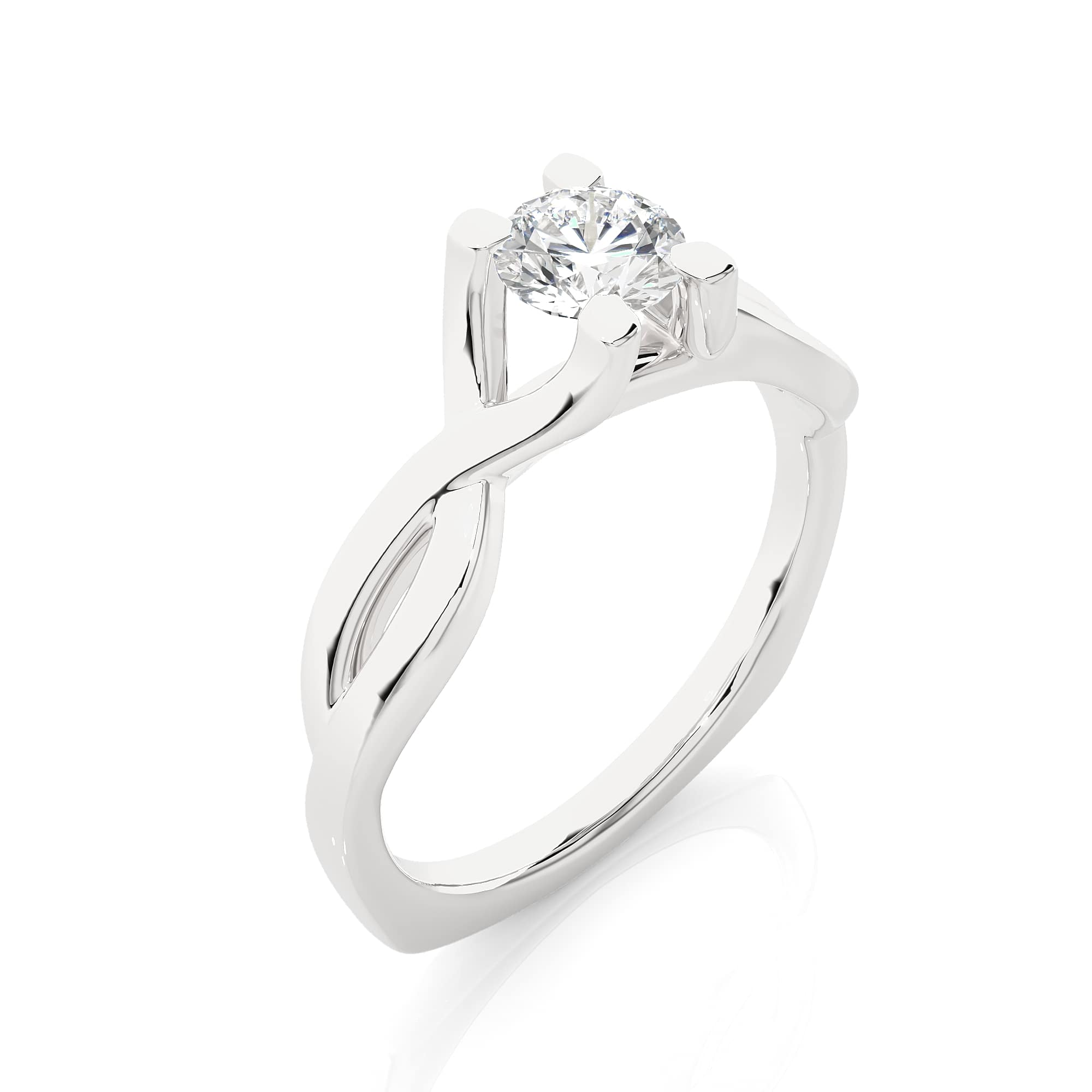 Designed Solitaire Ring WG