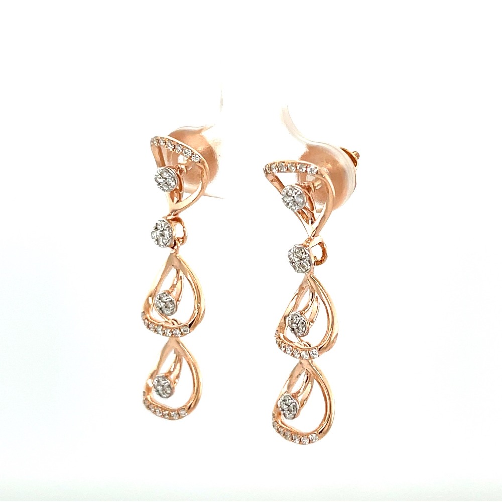 Three Layered Diamond Hanging Earring Top with Pressure Setting
