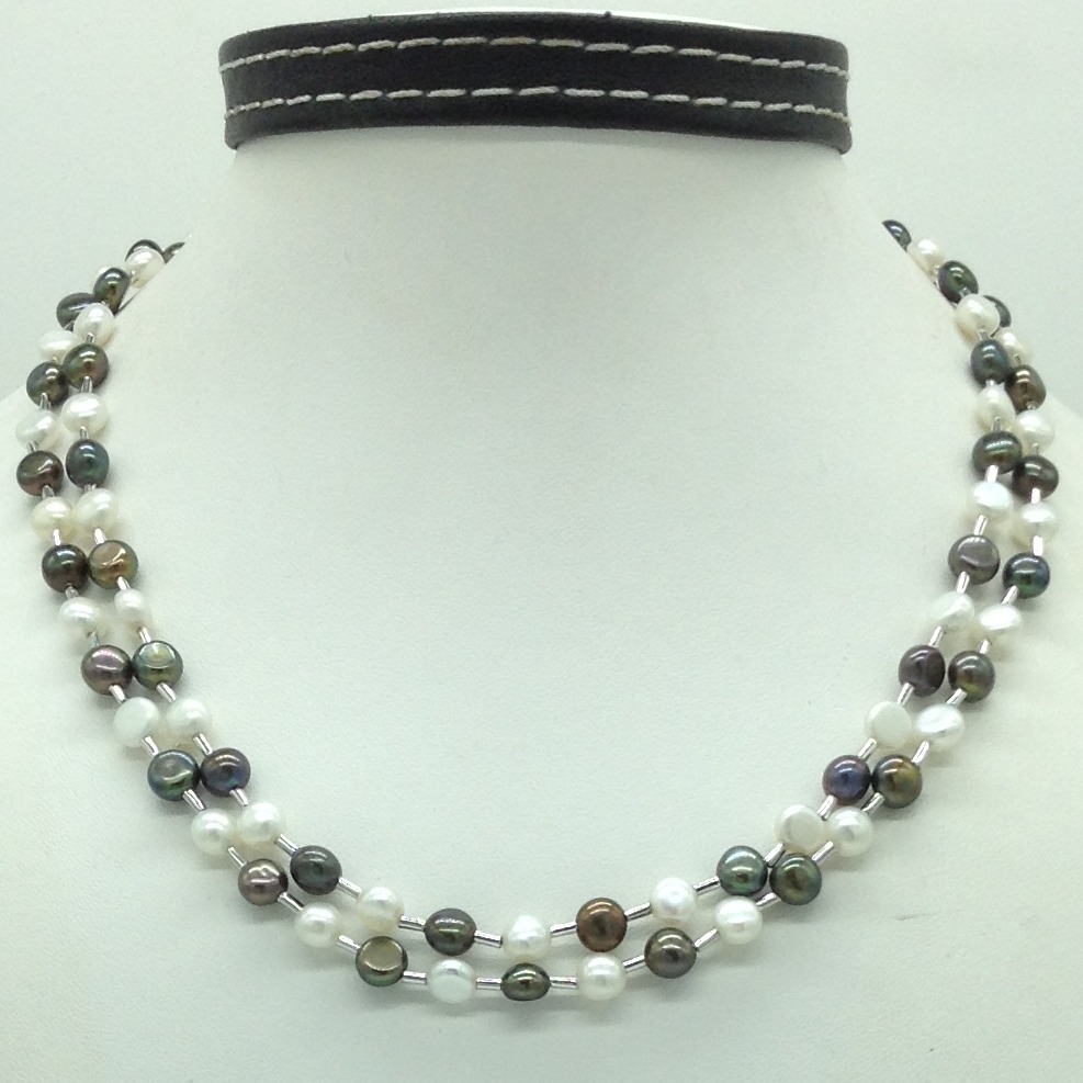 black and white button pearls pipe necklace jpm0452