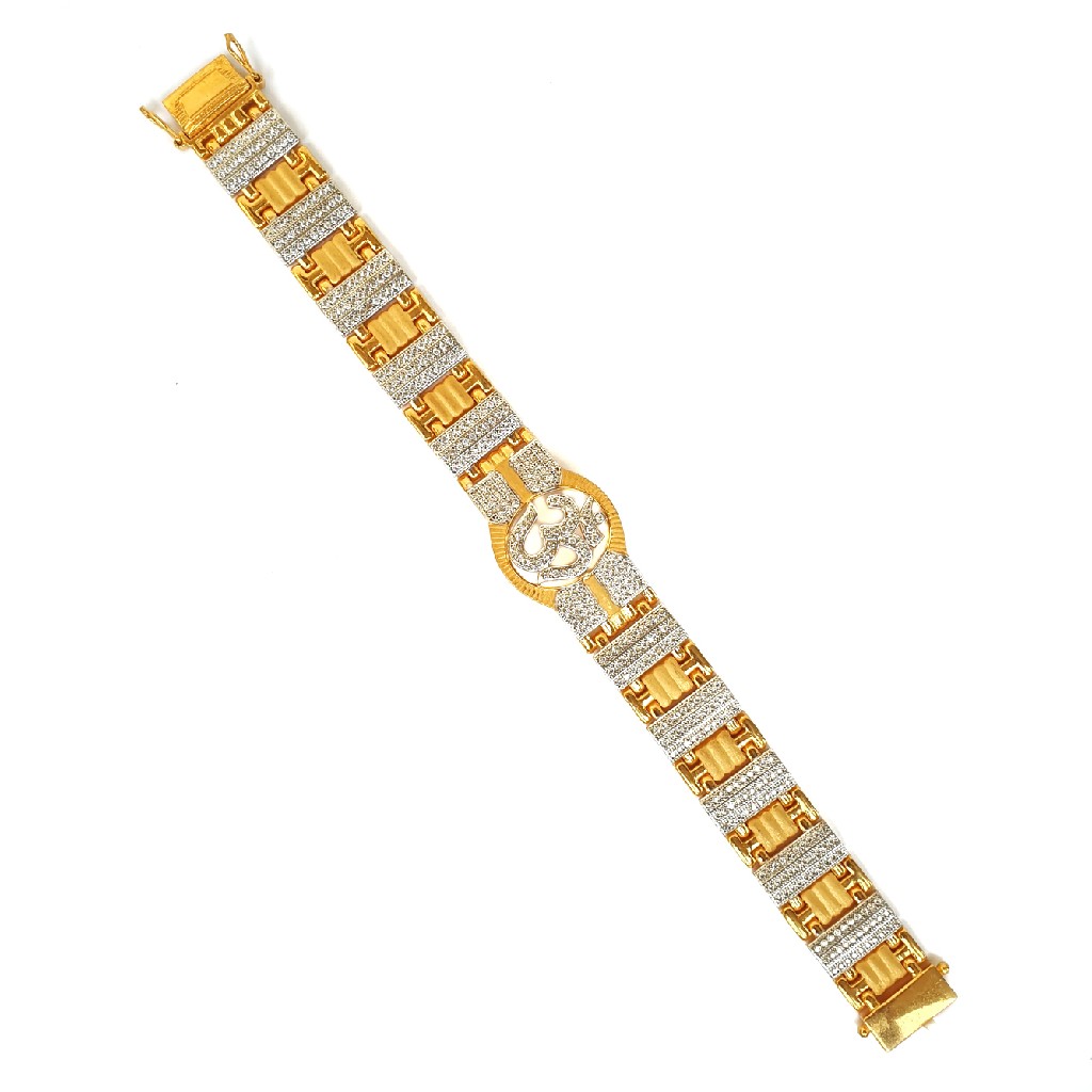 One gram gold forming omkar cz diamond gents bracelet mga - bre0032