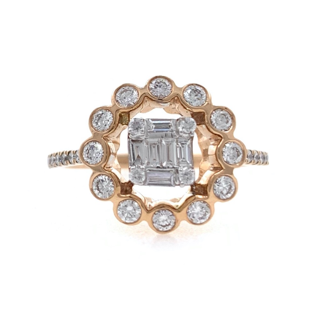 18kt / 750 rose gold floral designer diamond ladies ring 9lr261