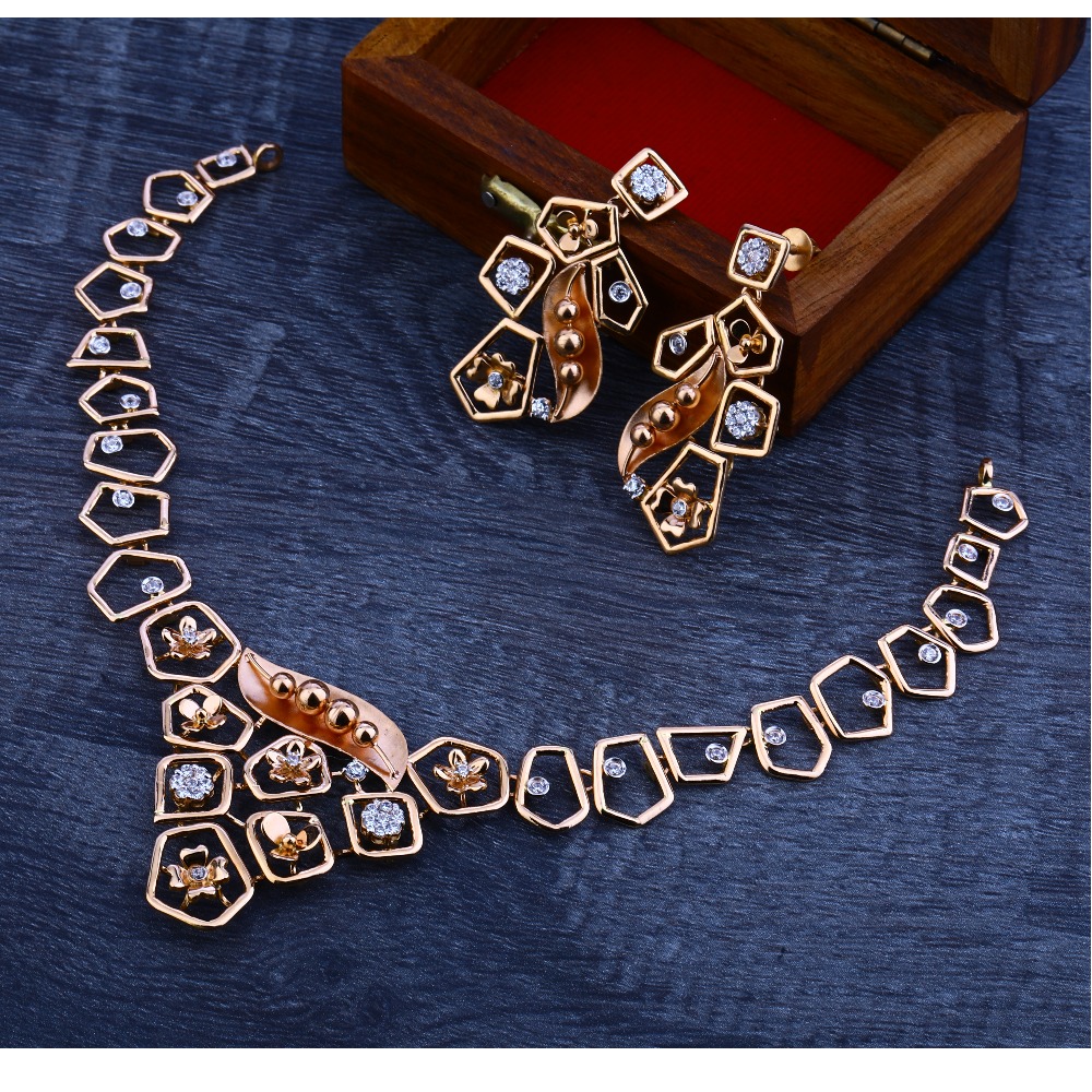 750 stylish rose gold  necklace set  RN22