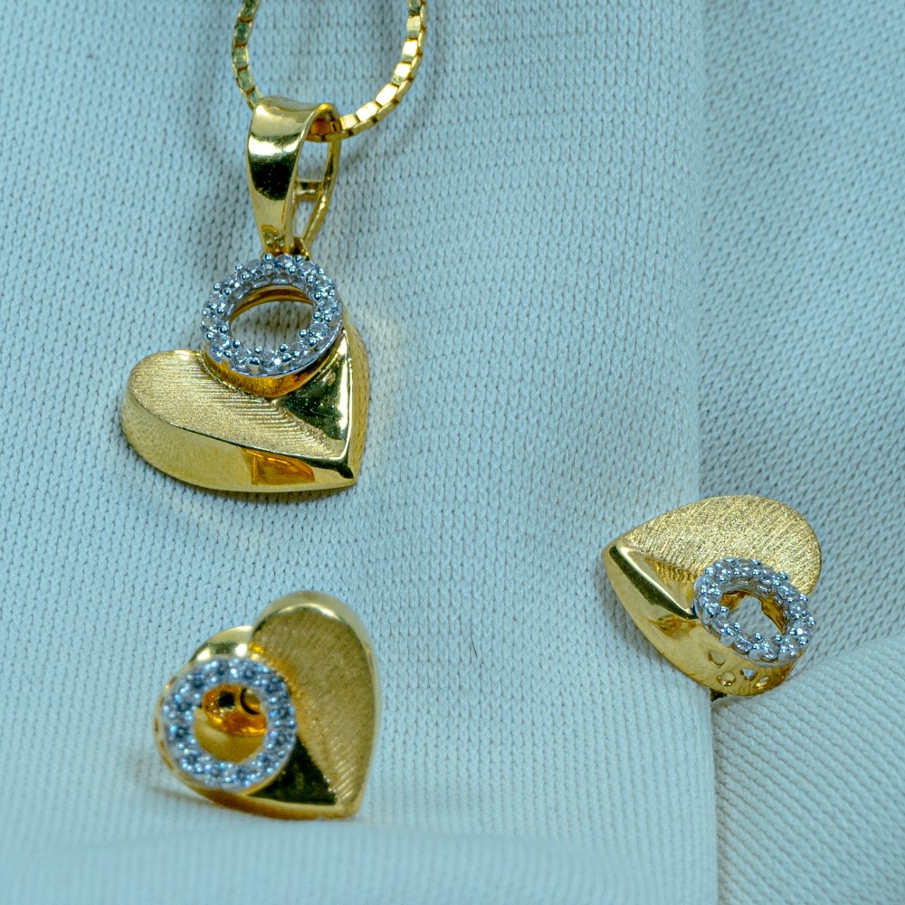 Gold heart design Pendat Chain set ps1-212