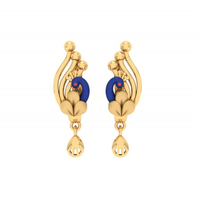 916 gold designer peacock design earring pj-e009