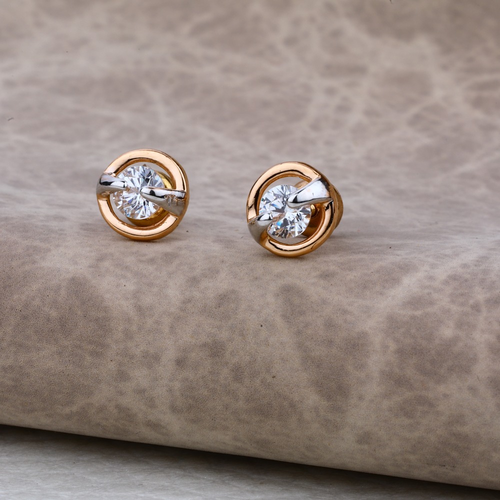 Ladies 76 Rose Gold CZ Round Earring -RE22