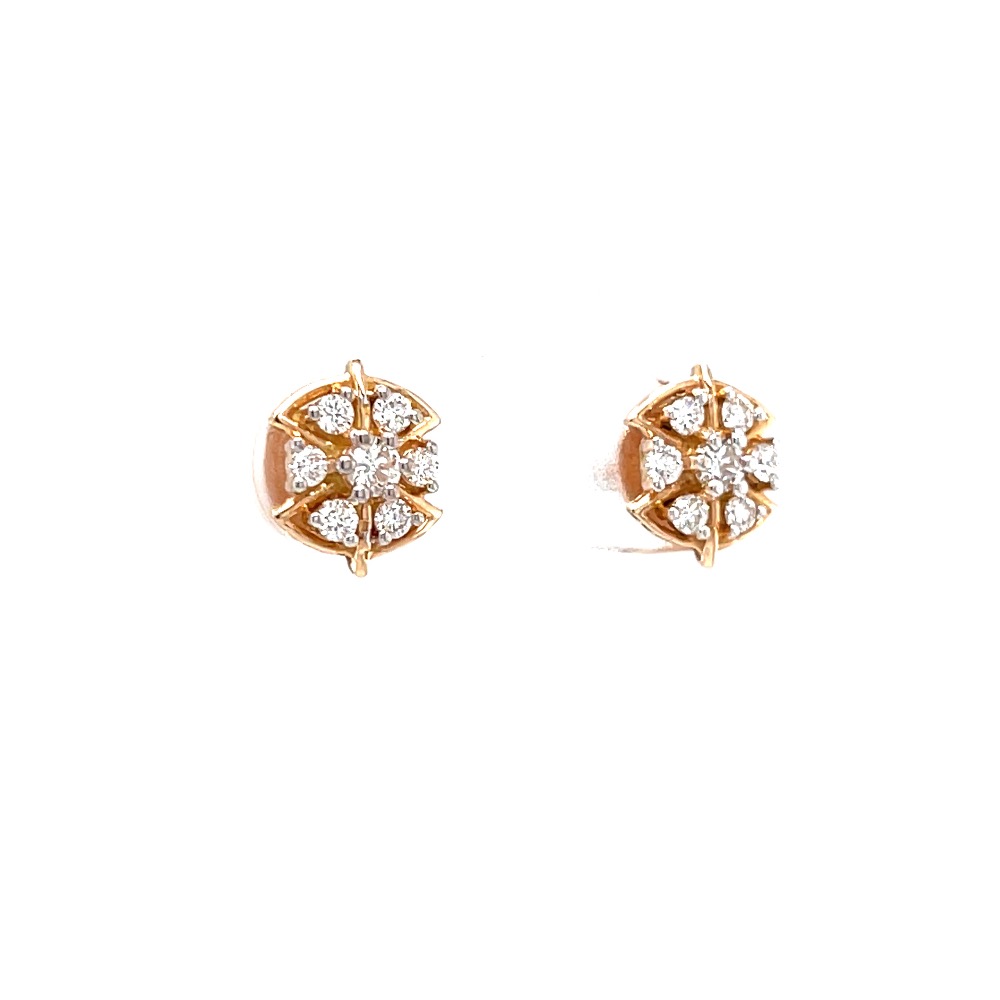 Seven diamond star stud with pizza shape design in rose gold