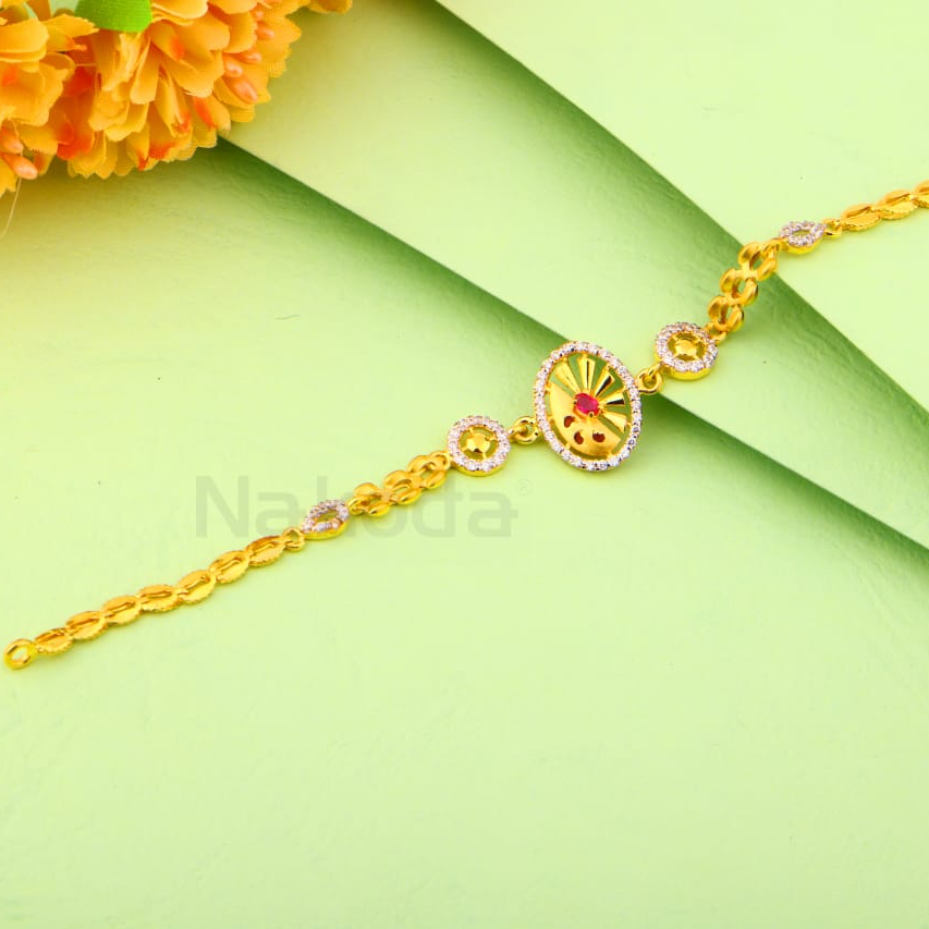 916 Gold CZ Ladies Classic Bracelet LB559