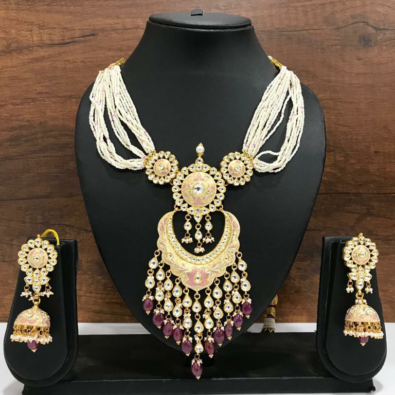 22k antique jadtar necklace set