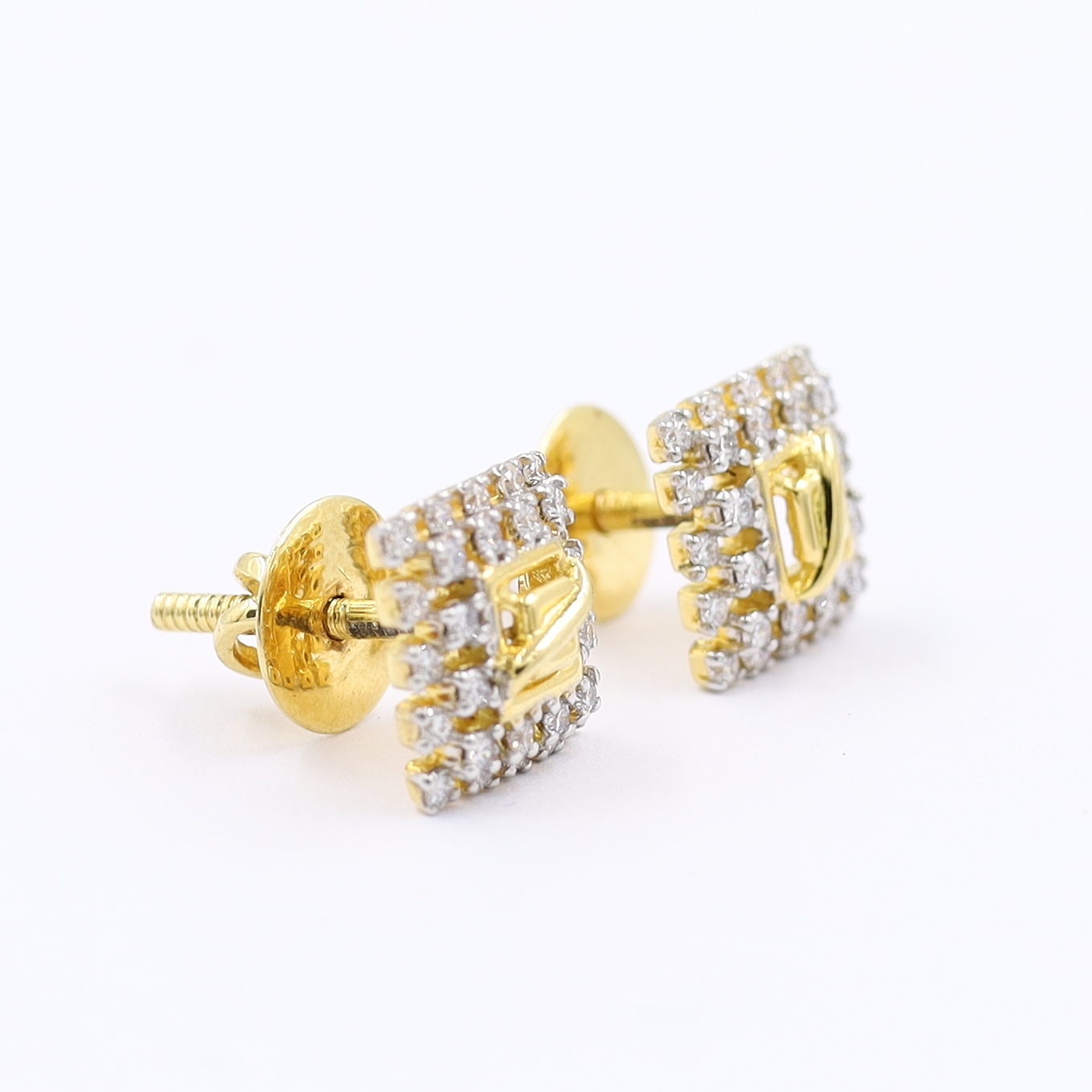 Aesthetic Geometric Diamond Stud 18KT Earrings