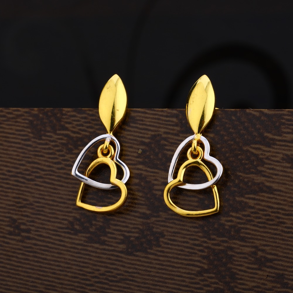 Ladies 916 Gold CZ Plain Earring -LPE215