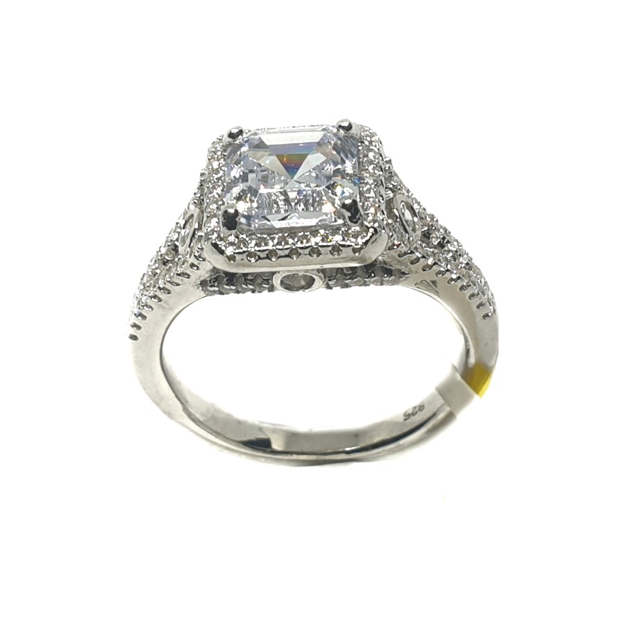 Silver square deals diamond ring