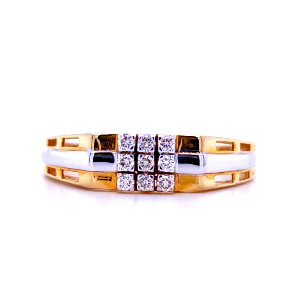 Mens partly rhodium plated daily wear light wt diamond ring