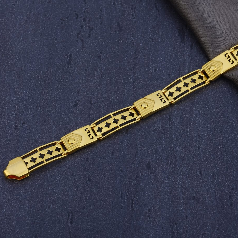 916 Gold CZ Mens Classic Plain Bracelet MPB302