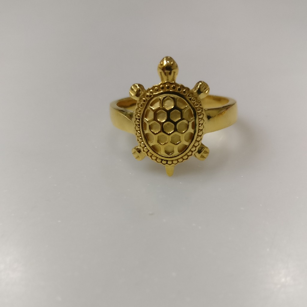 Mahi Gold Plated Tortoise Love Designer Unisex Finger Ring With Crysta