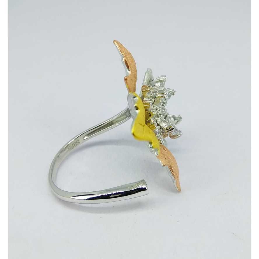Tri colour 92.5 silver ring MG-R004